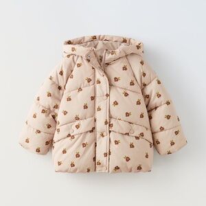 Zara girls floral quilted puffer coat 4-5years